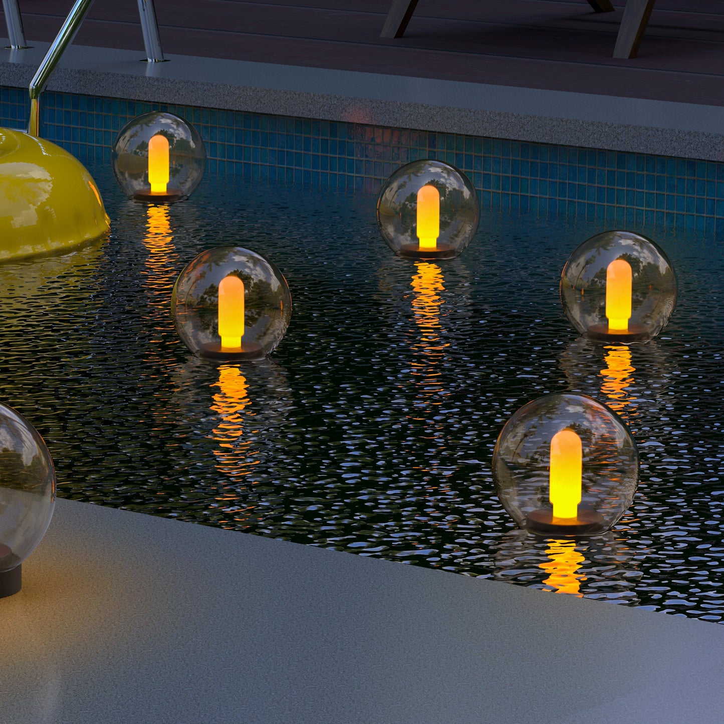 2-PACK Waterproof Solar Floating Flame Lights