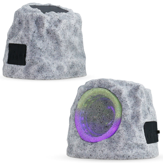 2-PACK Outdoor Solar RGB Flash Rock Speaker