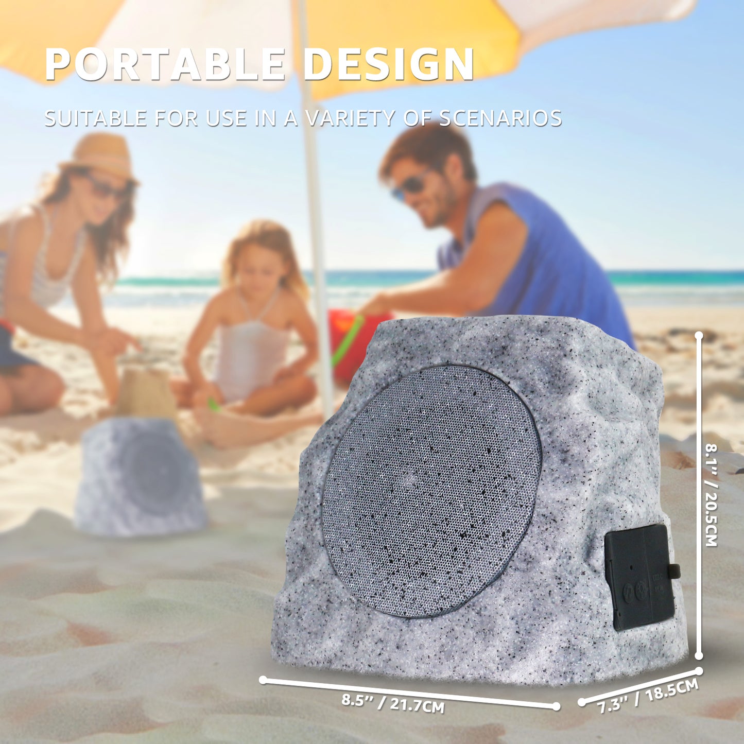 2-PACK Solar Rock Speakers Model 2 TWINS Pairing (Marbel)
