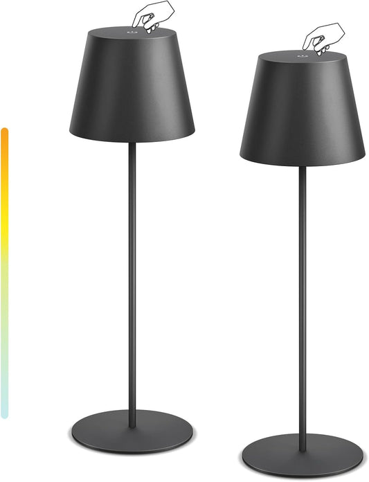 2-PACK Rechargeable Outdoor LED Touch Patio Lamps