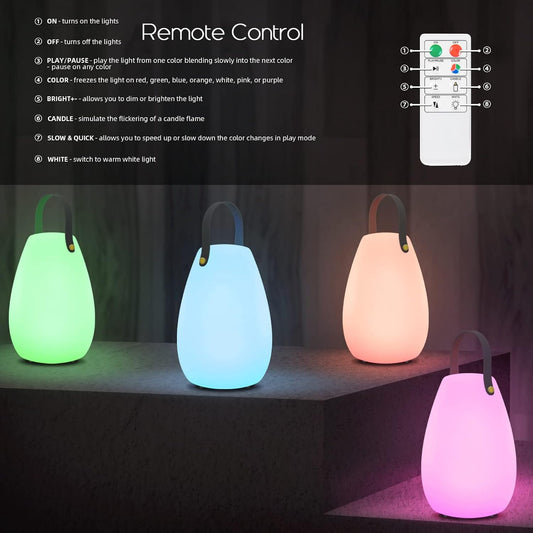 Outdoor Waterproof Hanging LED Lantern with remote control and strap
