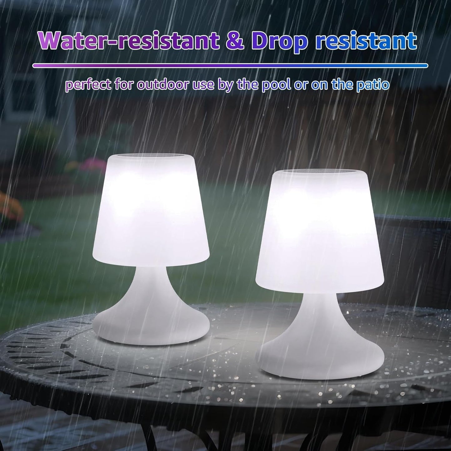2-PACK Wireless Outdoor LED Table Lamp with speaker
