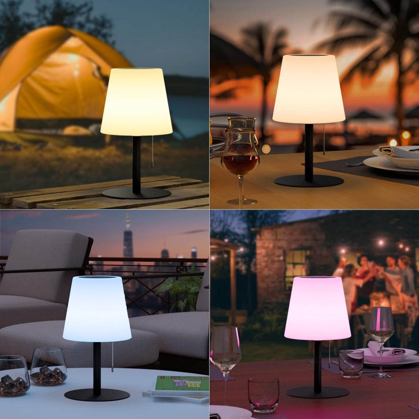 2-in-1 Outdoor Rechargeable Solar and USB Table Lamp