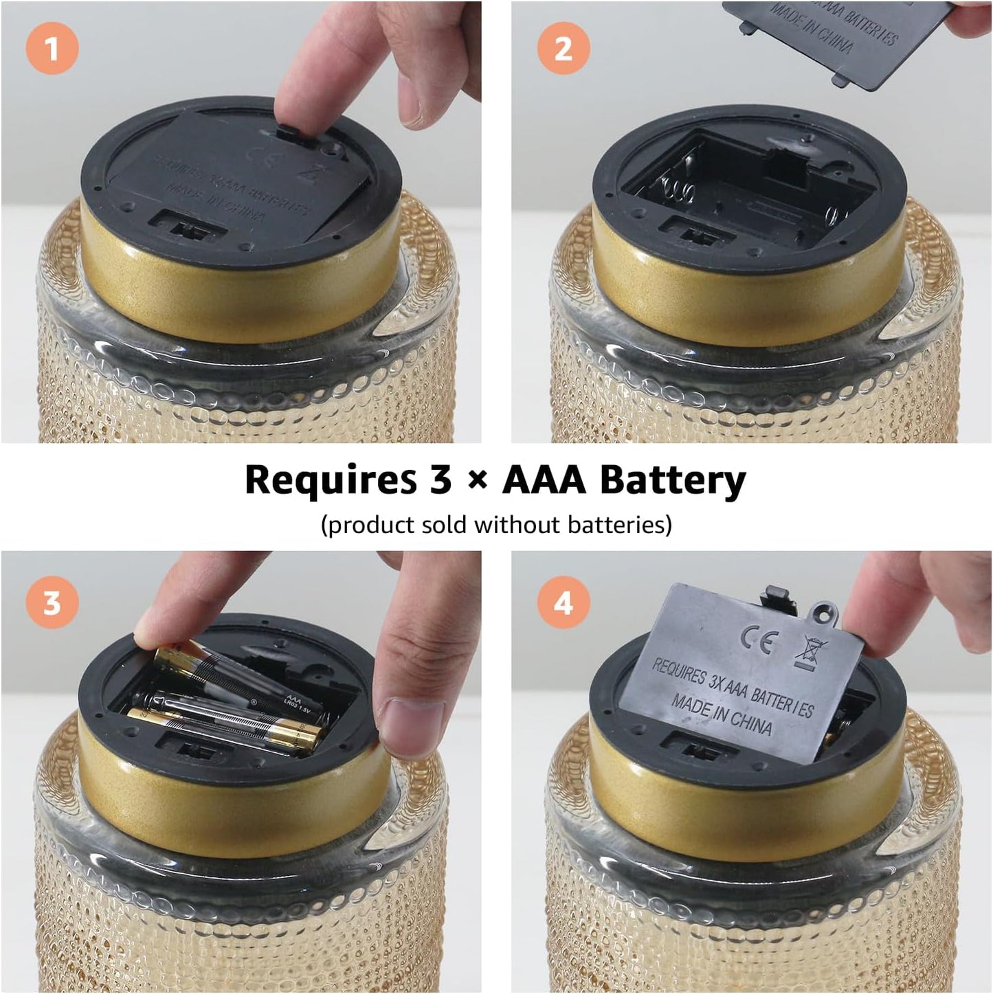 2-Pack Glass Cordless Battery Operated Table Lamps (Light Brown)