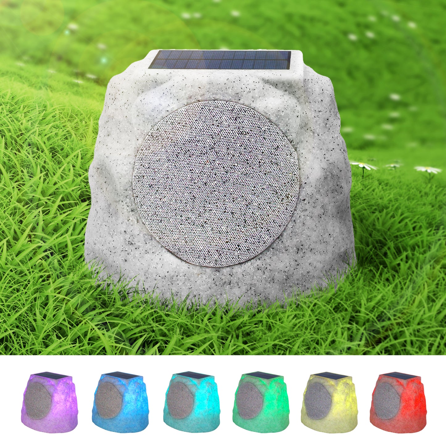 2-PACK Outdoor Solar LED Stone Speaker