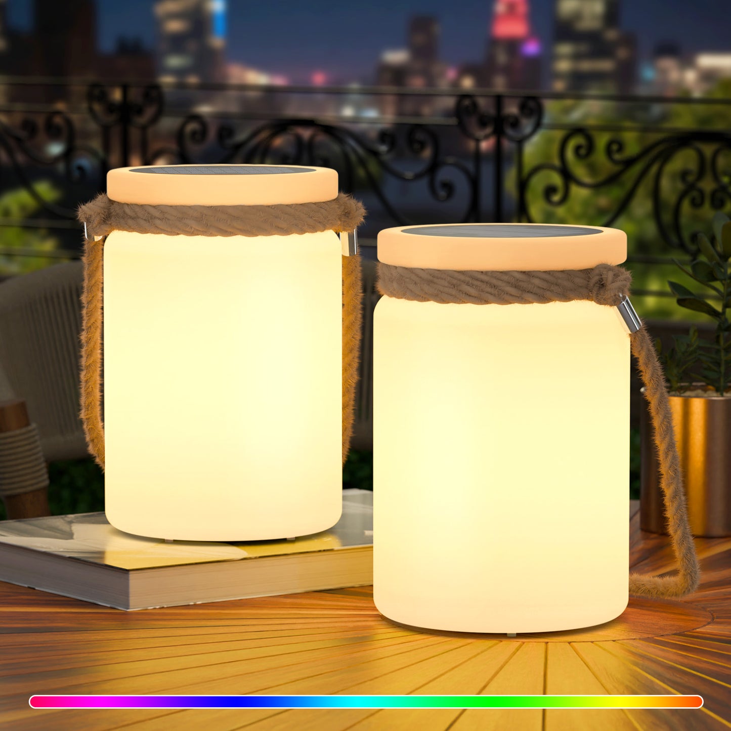 Solar Outdoor Hanging Lantern with hemp strap