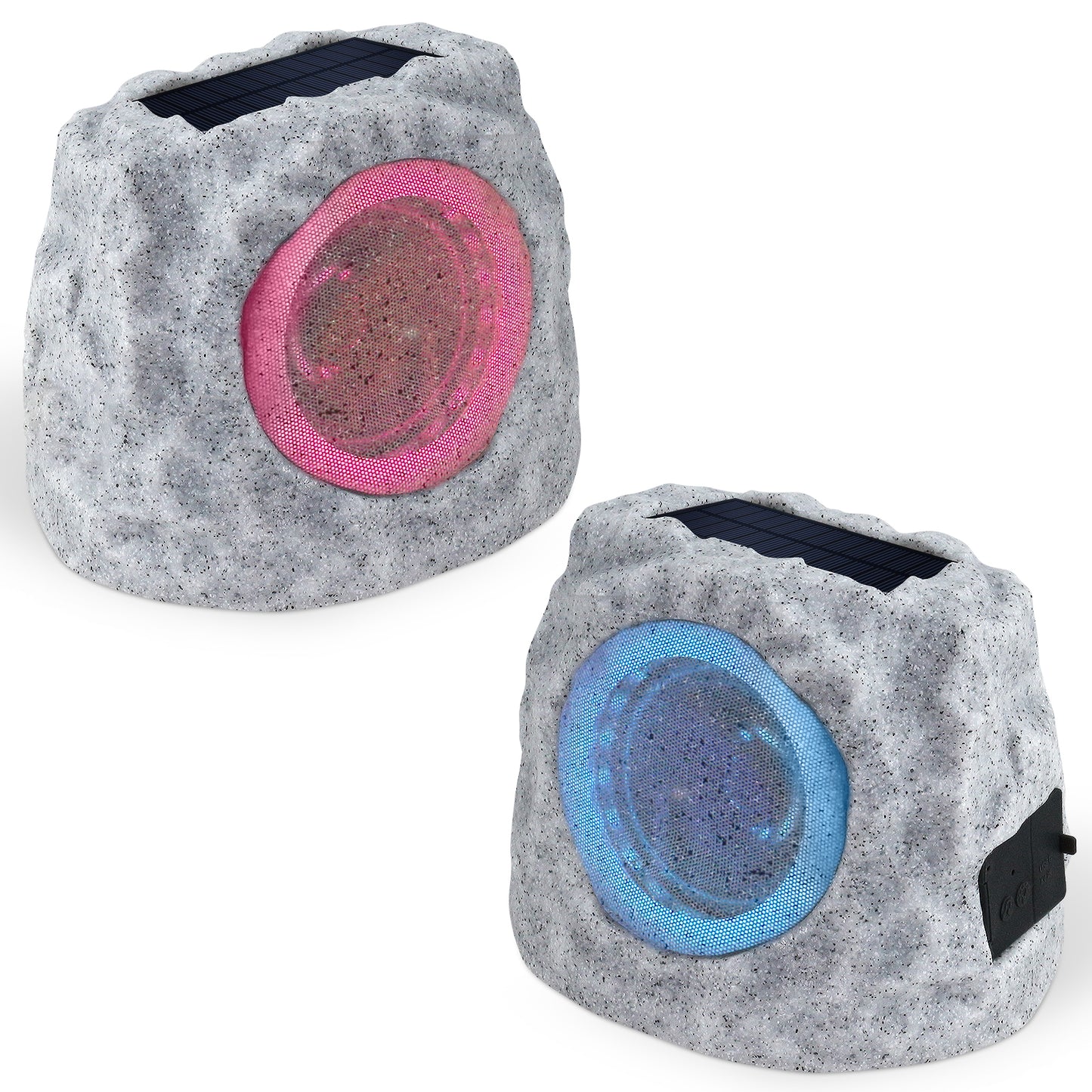 2-PACK Outdoor Solar RGB Flash Rock Speaker