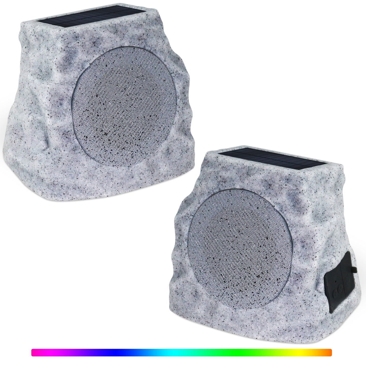 2-PACK Solar Rock Speakers Model 2 TWINS Pairing (Marbel)
