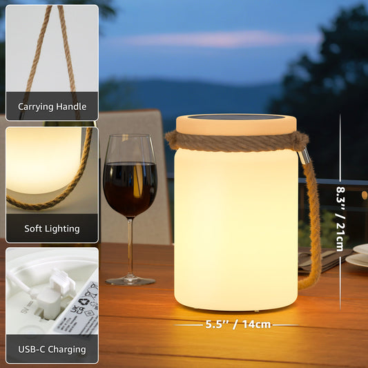 Solar Outdoor Hanging Lantern with hemp strap