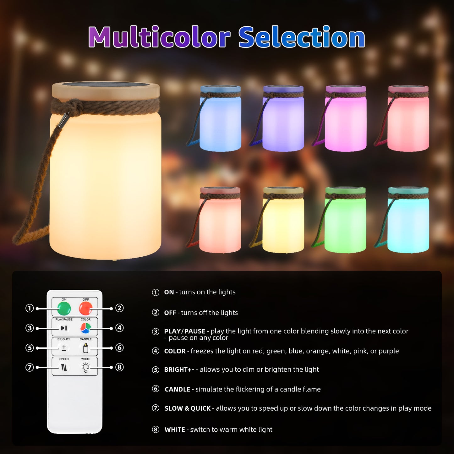 Solar Outdoor Hanging Lantern with hemp strap