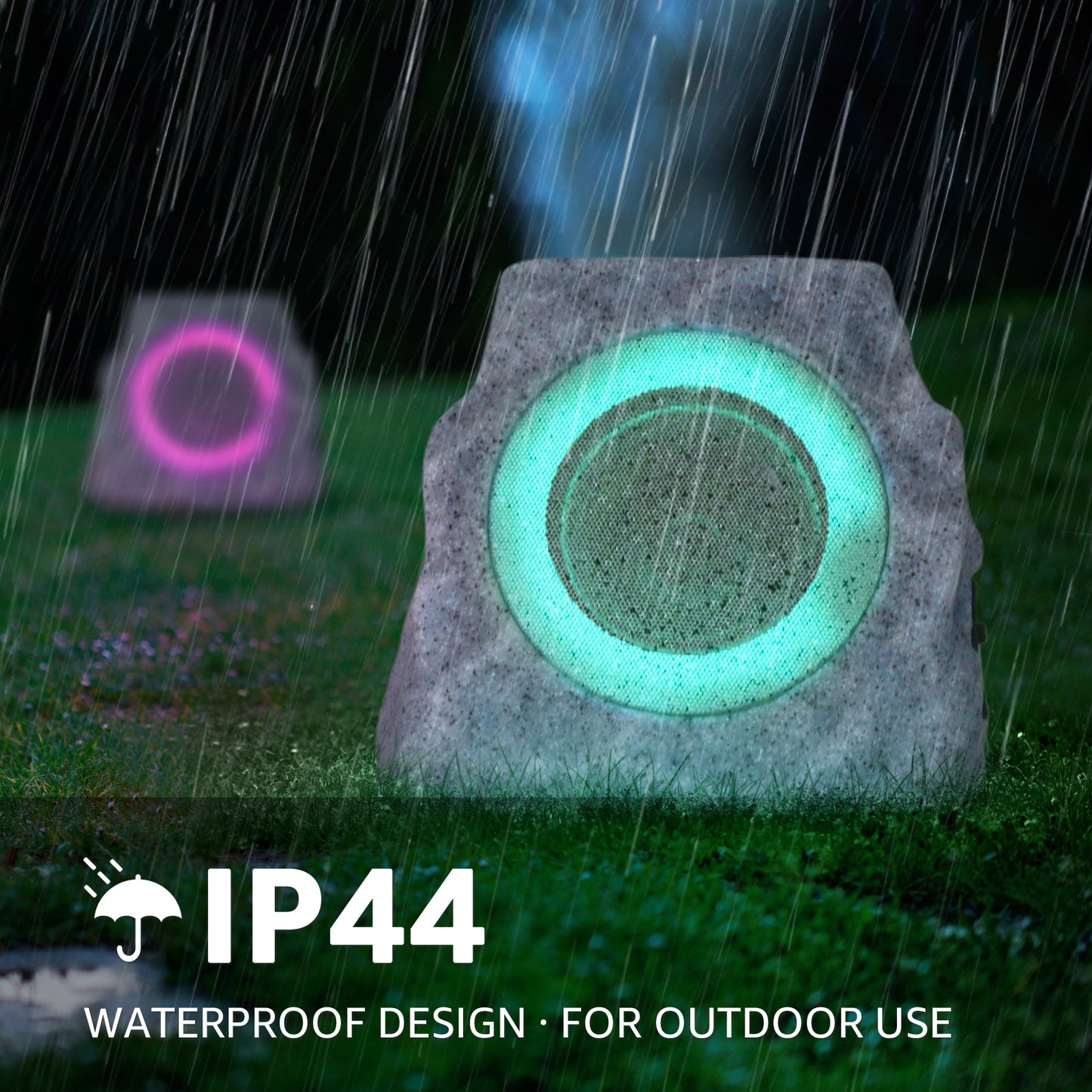 2-PACK Solar Rock Speakers Model 2 TWINS Pairing (Marbel)