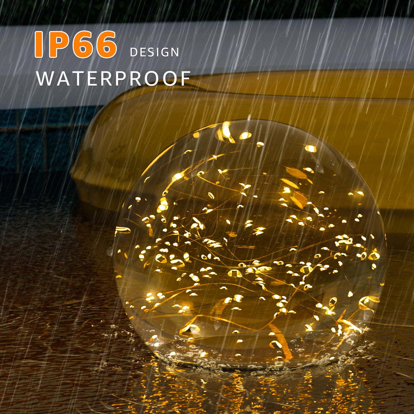2-PACK Solar Floating Ball with string light