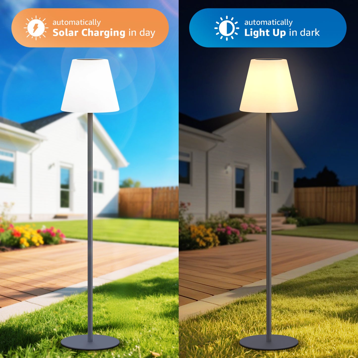 Outdoor Solar LED Floor Lamp with Remote control for garden, patio