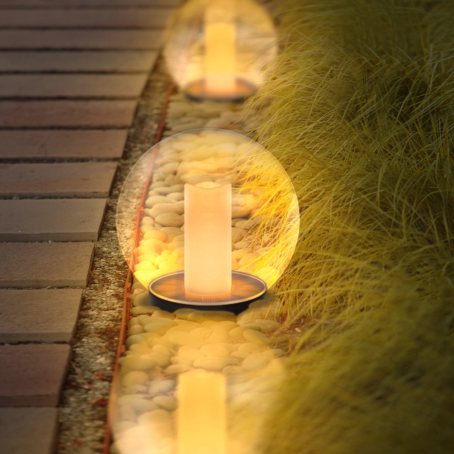 2-PACK Waterproof Solar Floating Flame Lights
