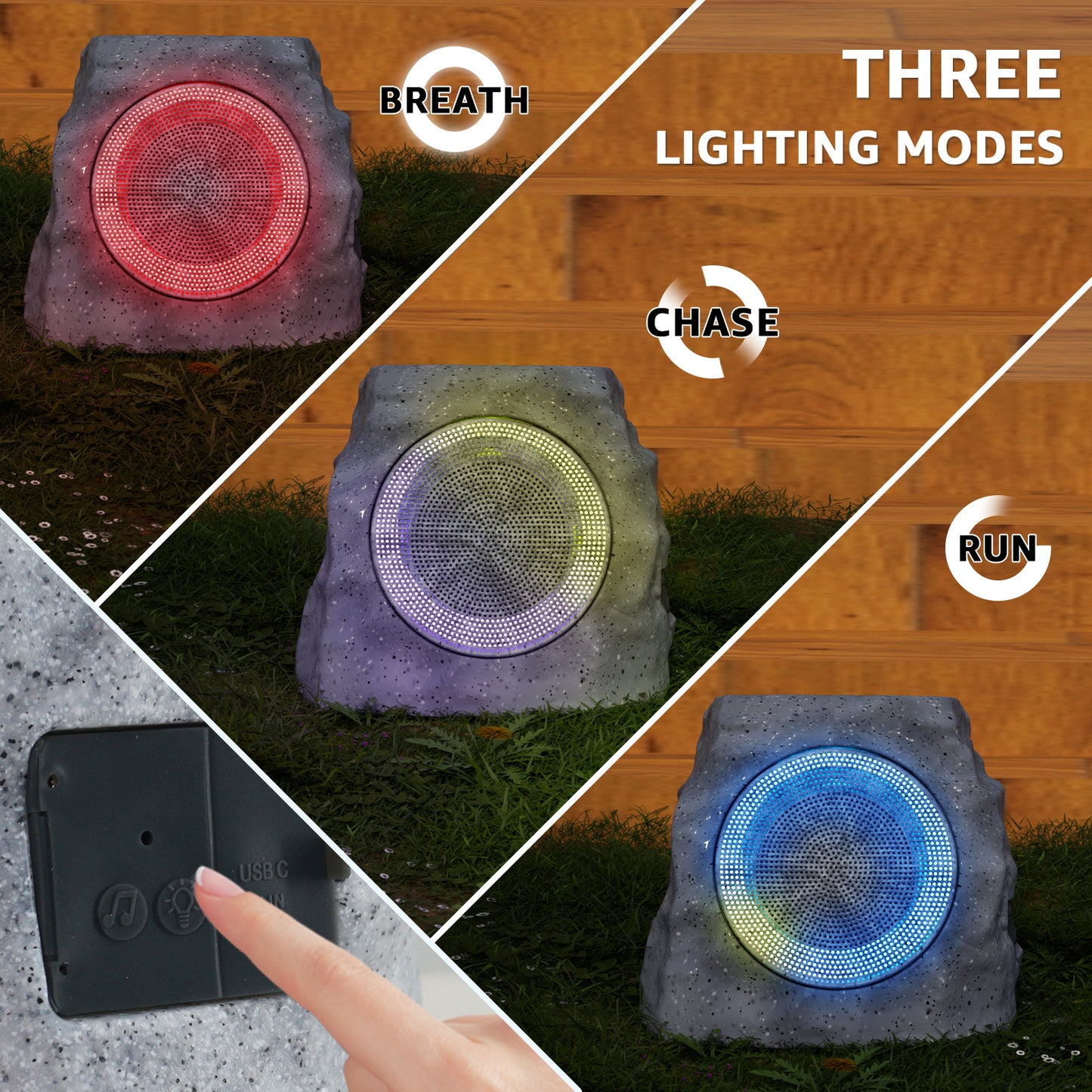 2-PACK Solar Rock Speakers Model 2 TWINS Pairing (Marbel)