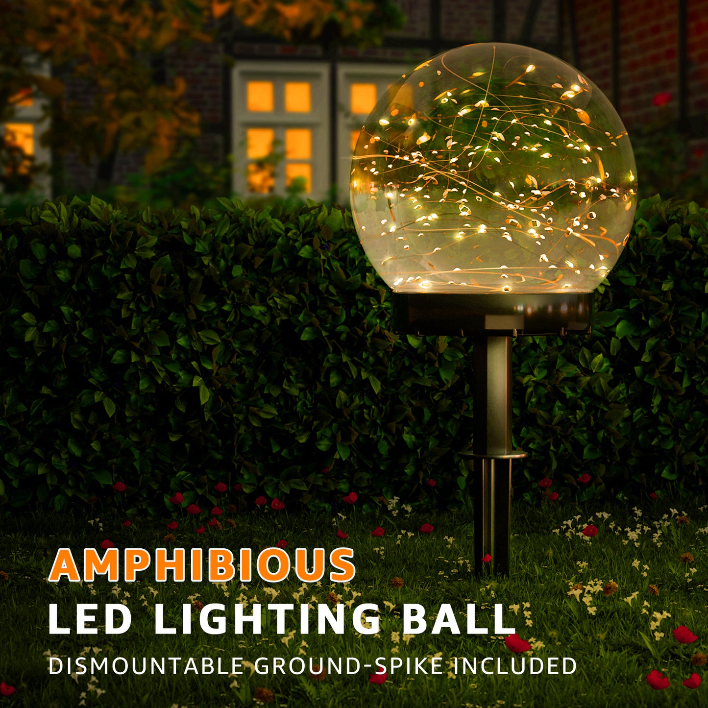 2-PACK Solar Floating Ball with string light