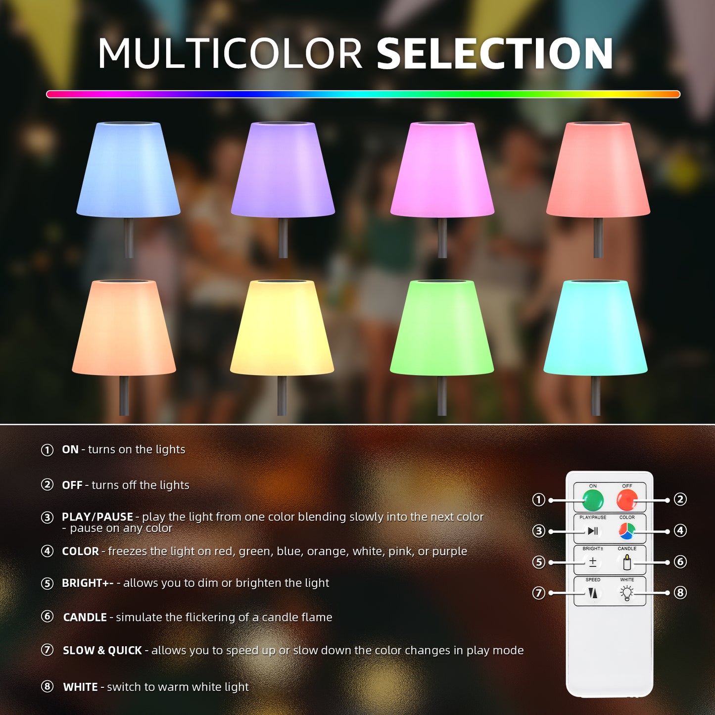 Outdoor Solar LED Floor Lamp with Remote control for garden, patio