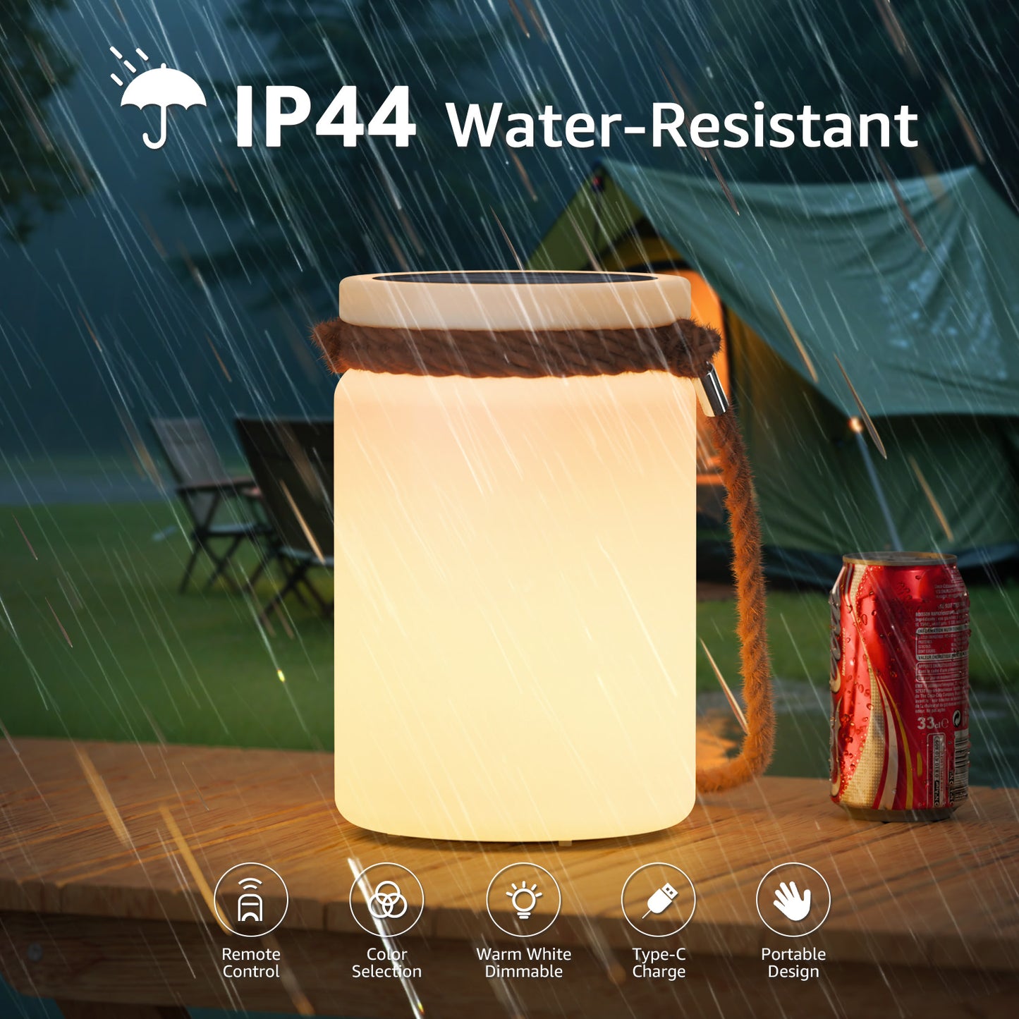 Solar Outdoor Hanging Lantern with hemp strap