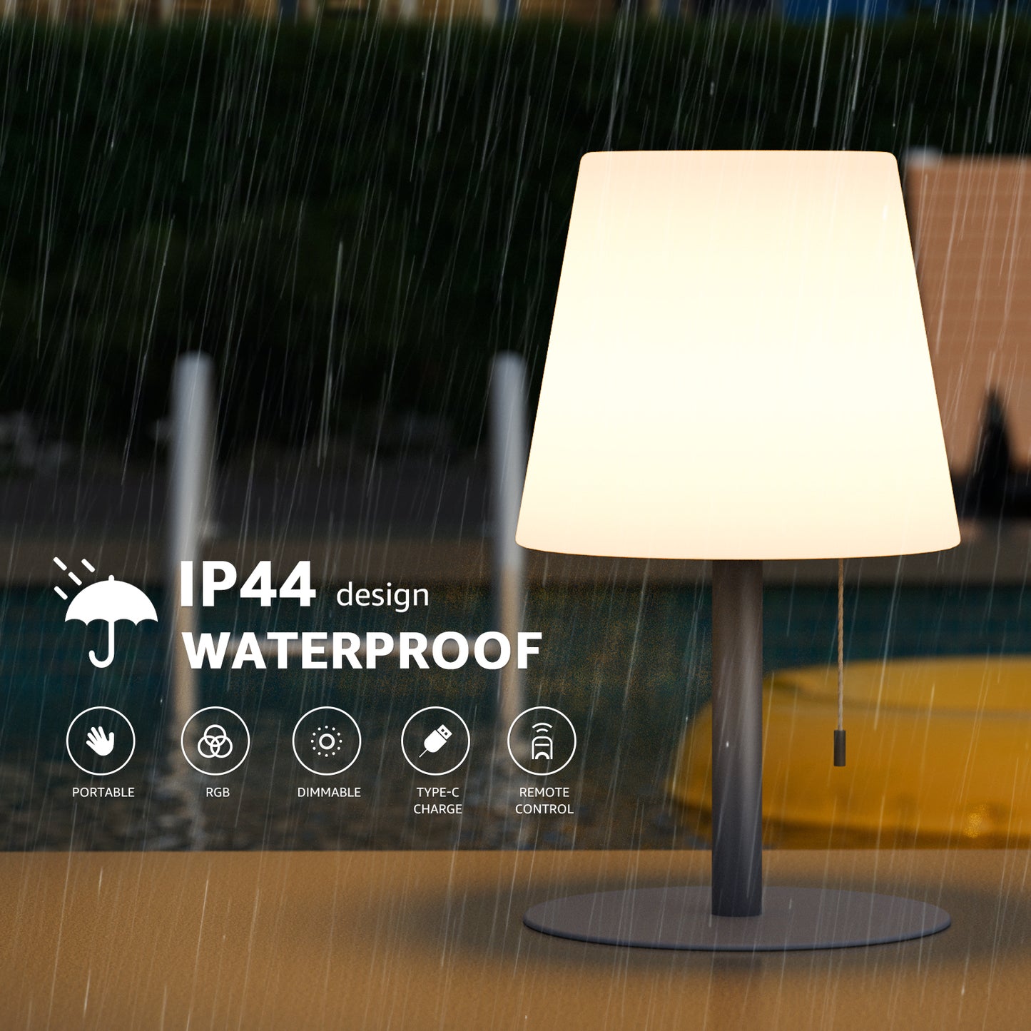 Outdoor Garden Rechargeable LED Cordless Table Lamp