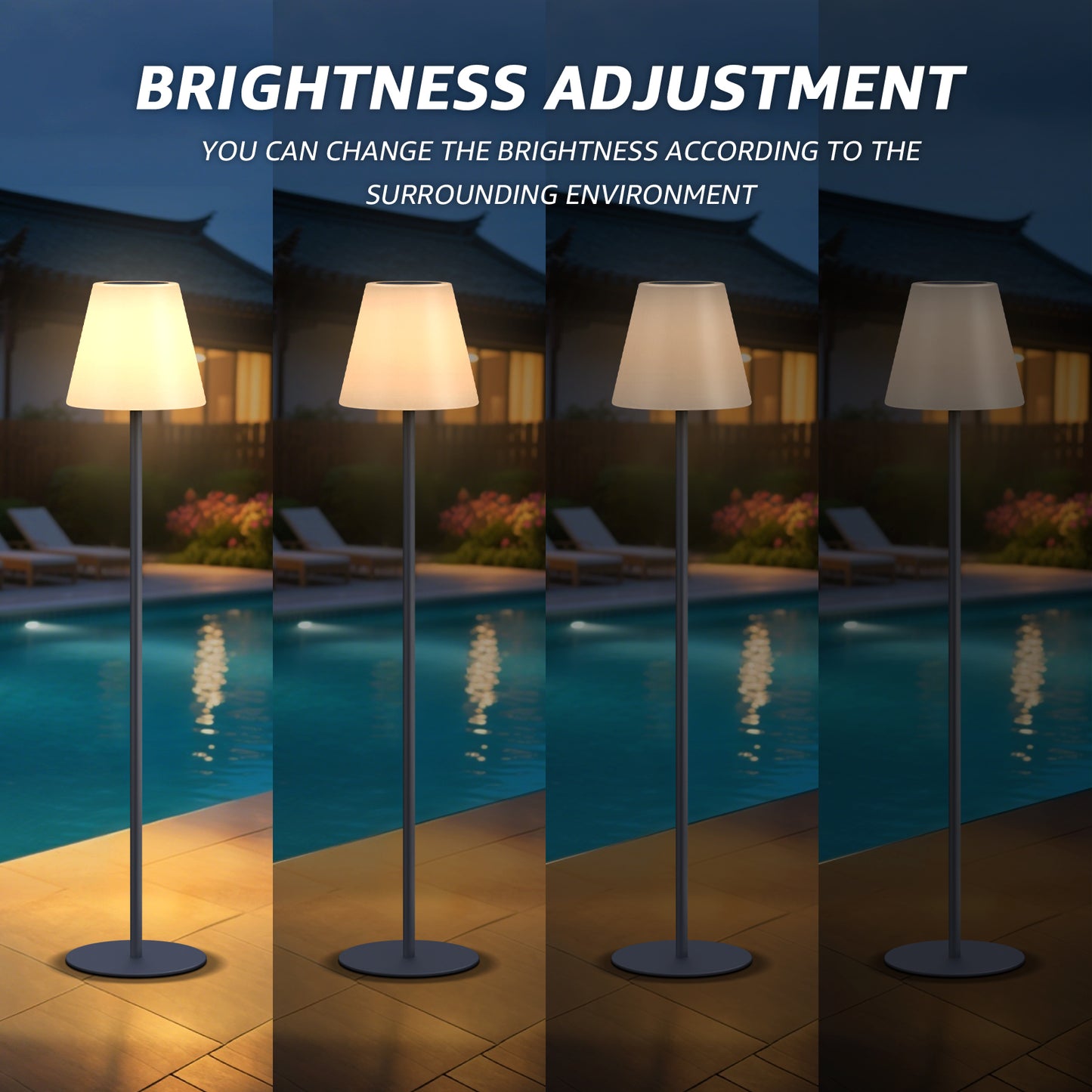 Outdoor Solar LED Floor Lamp with Remote control for garden, patio