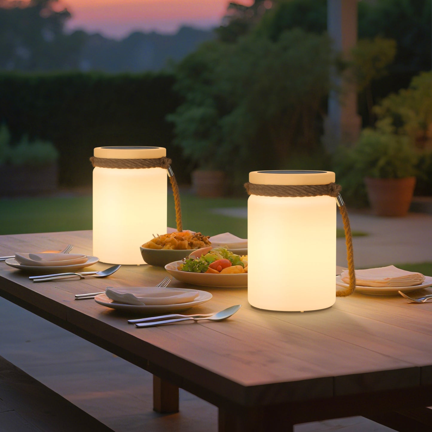 Solar Outdoor Hanging Lantern with hemp strap