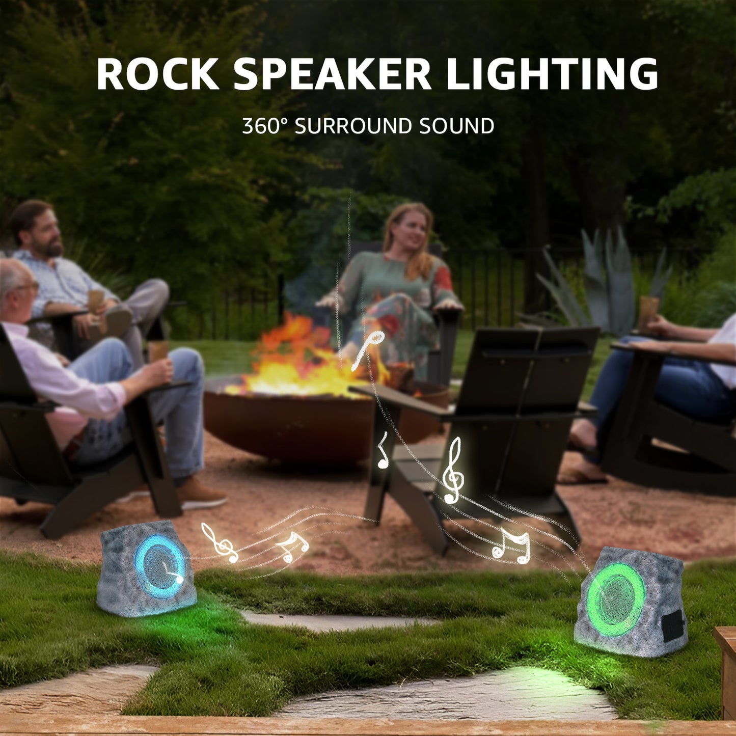 2-PACK Solar Rock Speakers Model 2 TWINS Pairing (Marbel)