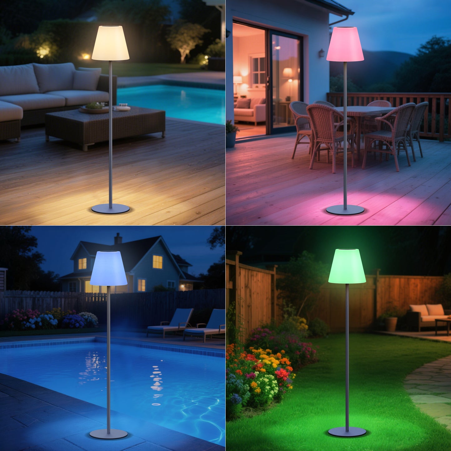 Outdoor Solar LED Floor Lamp with Remote control for garden, patio