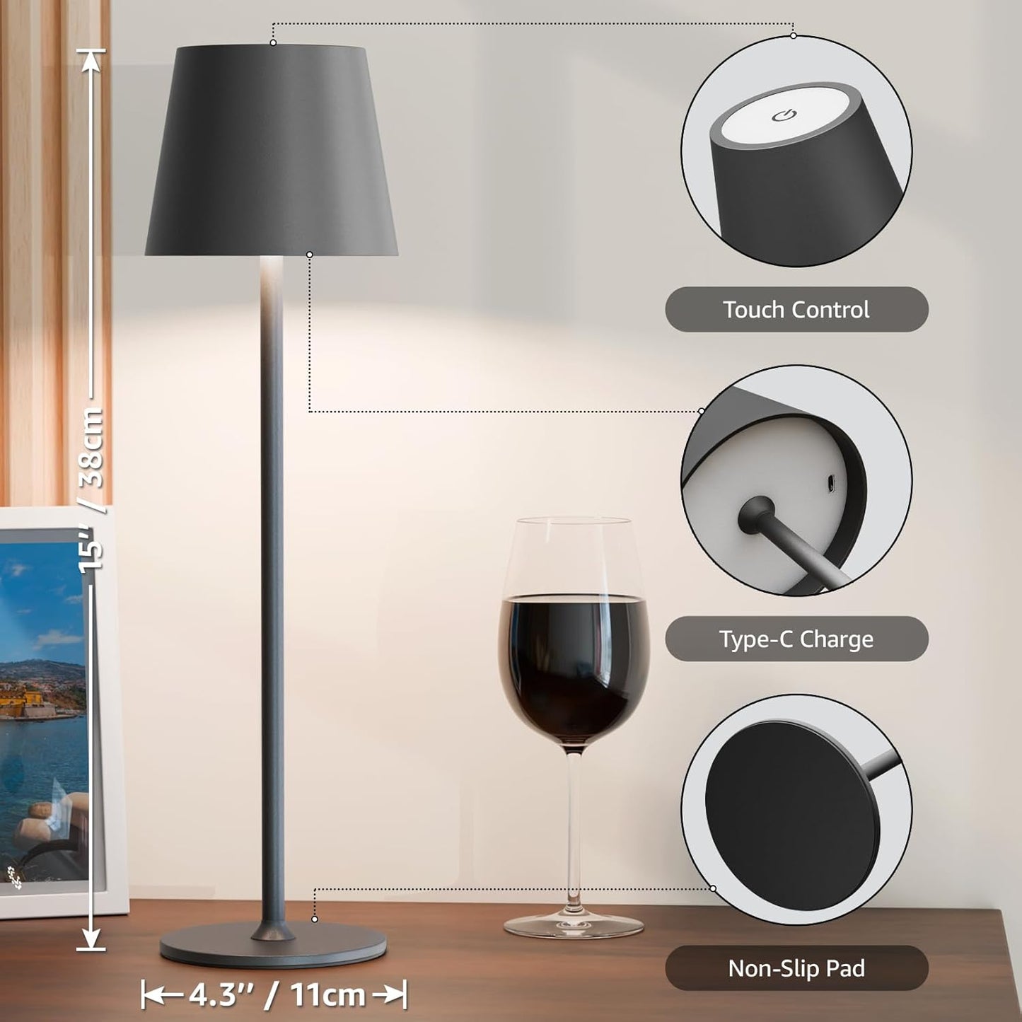 Outdoor&Indoor USB Rechargeable LED Touch Table Lamp