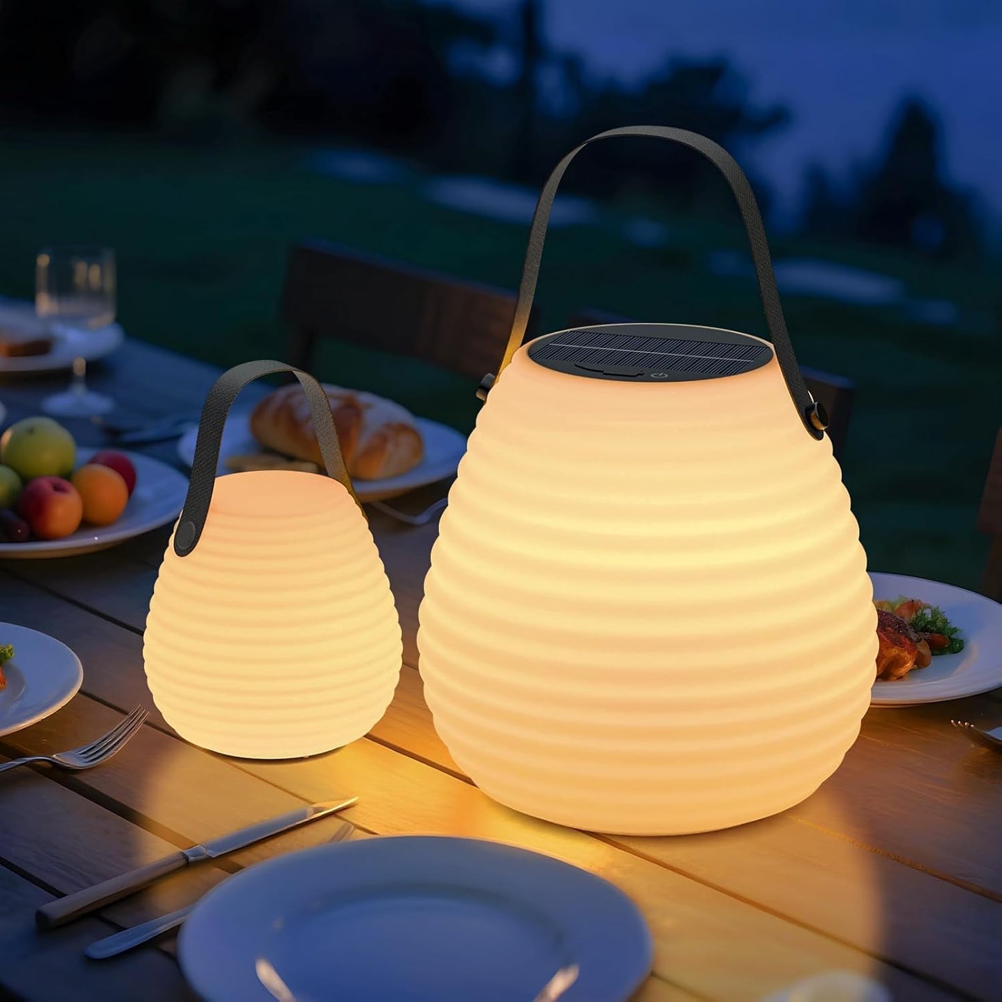 Set of 2 Outdoor Solar LED Lanterns with Remote control