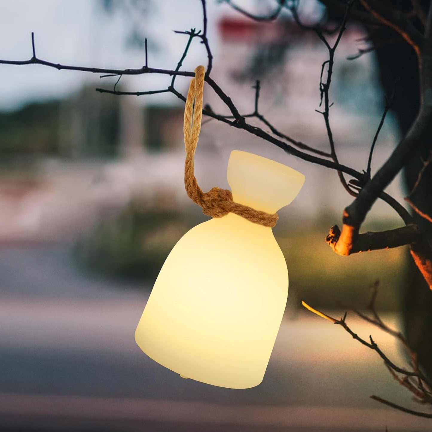 2-PACK Outdoor LED Hanging Lanterns with hemp strap