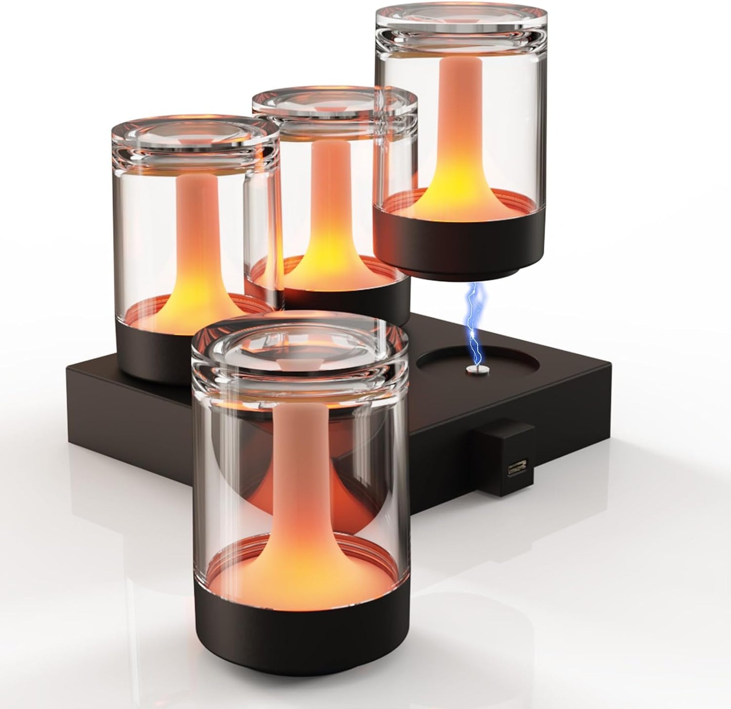 4-PACK Rechargeable Flameless Flickering Tealights with Charging Base