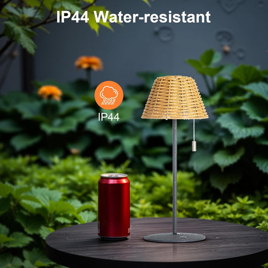 Dimmable Outdoor Rattan LED Patio Table Lamp
