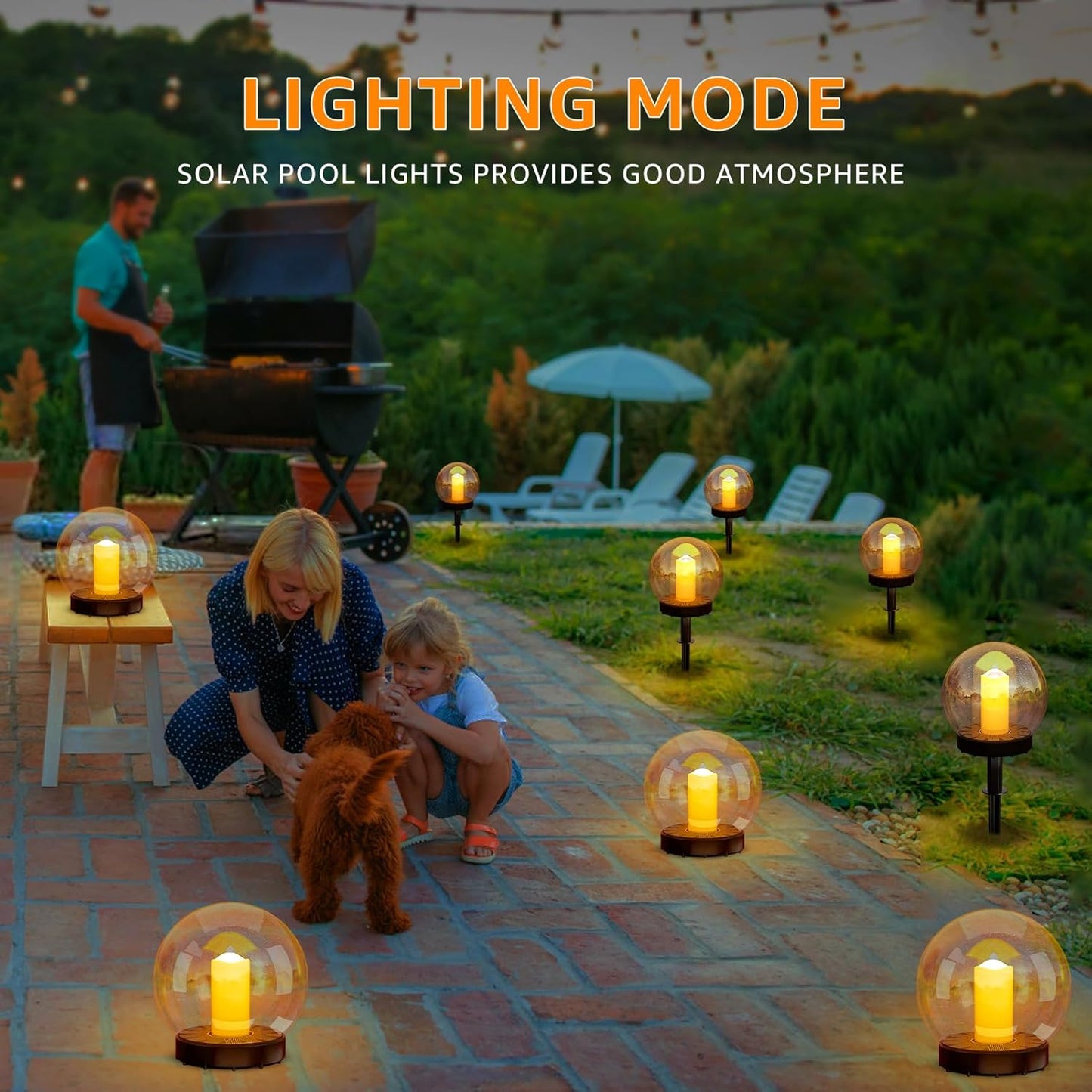 2-PACK Waterproof Solar Floating Flame Lights
