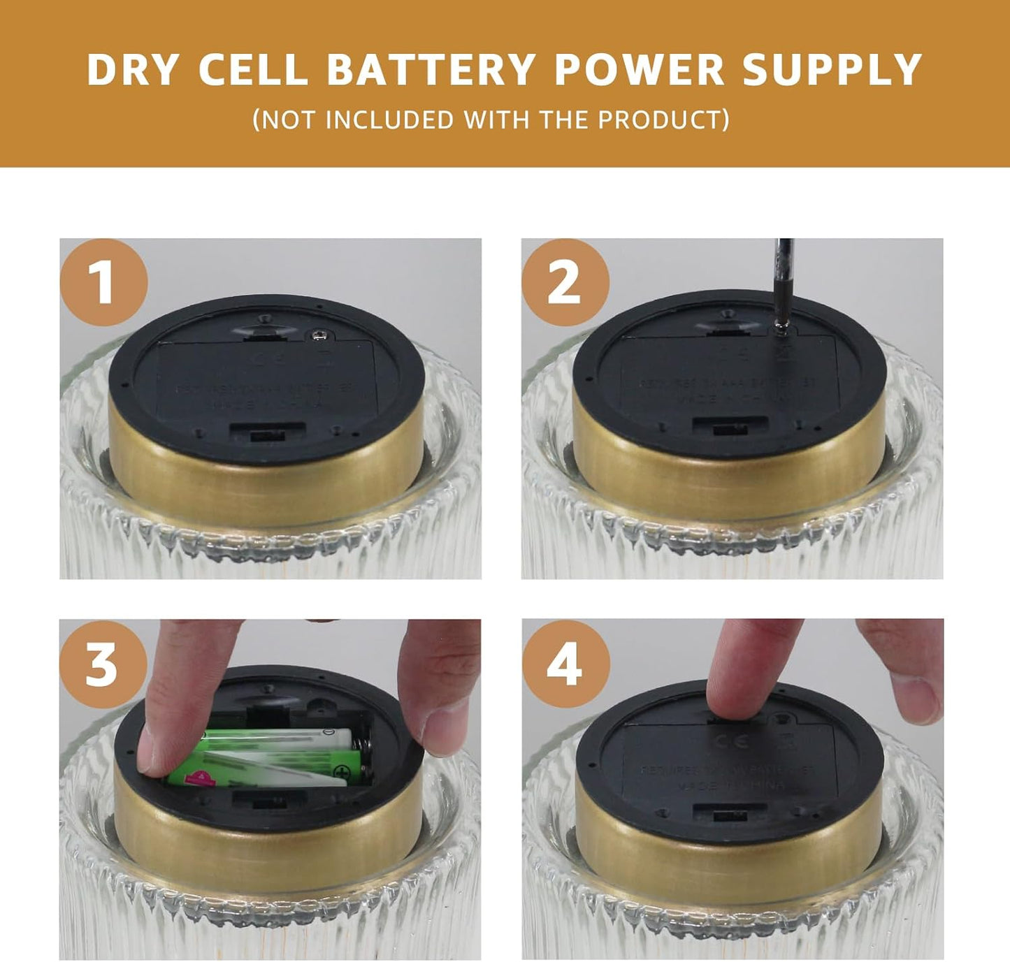 2-PACK Battery Operated Glass Table Lamps with Timer (Clear)