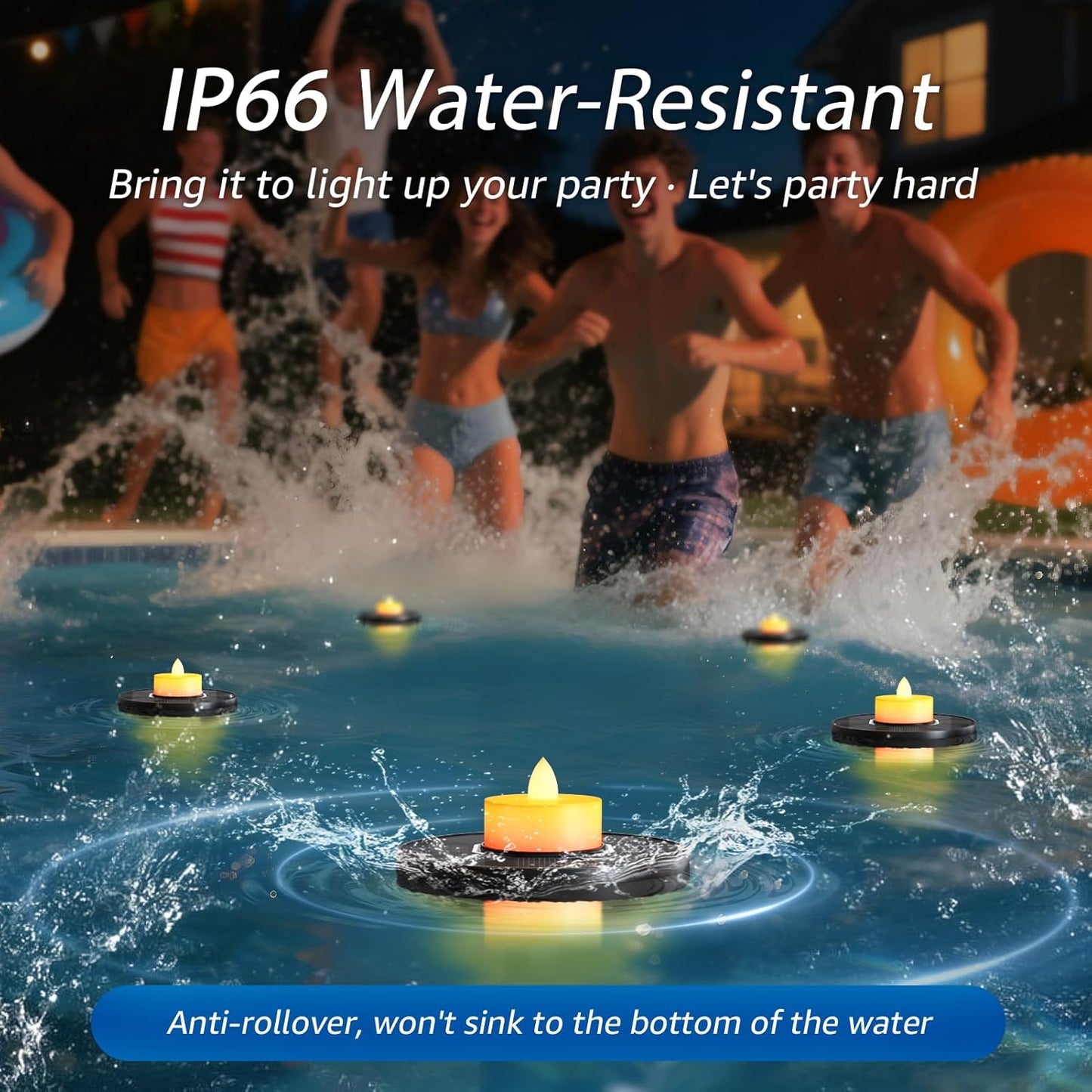 5-PACK Solar LED Floating Pool Candle Lights