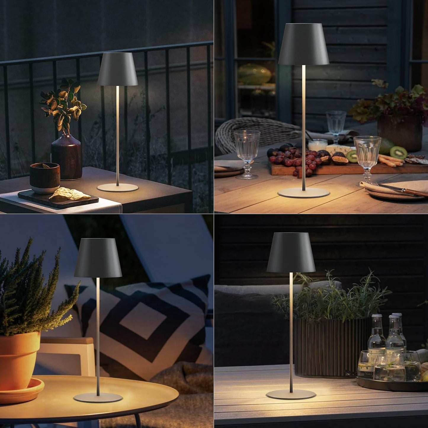 2-PACK Rechargeable Outdoor LED Touch Patio Lamps