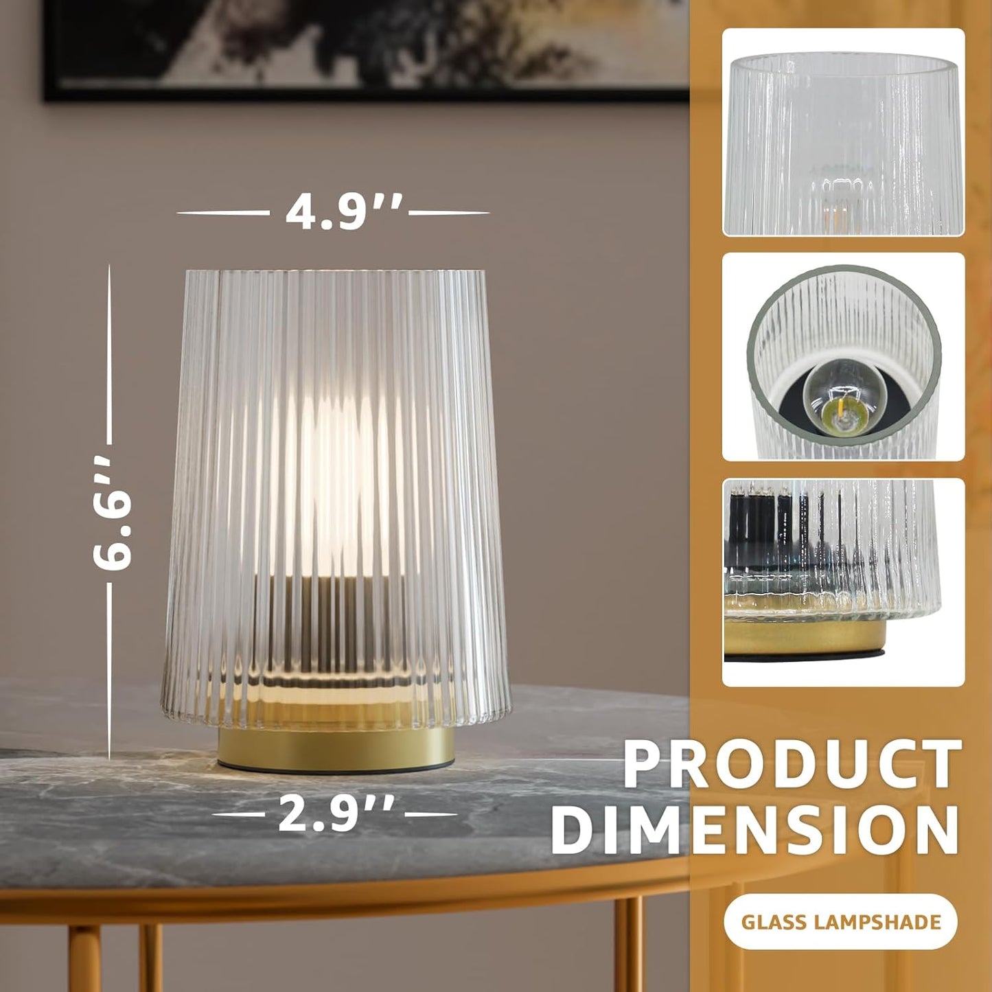 2-PACK Battery Operated Glass Table Lamps with Timer (Clear)