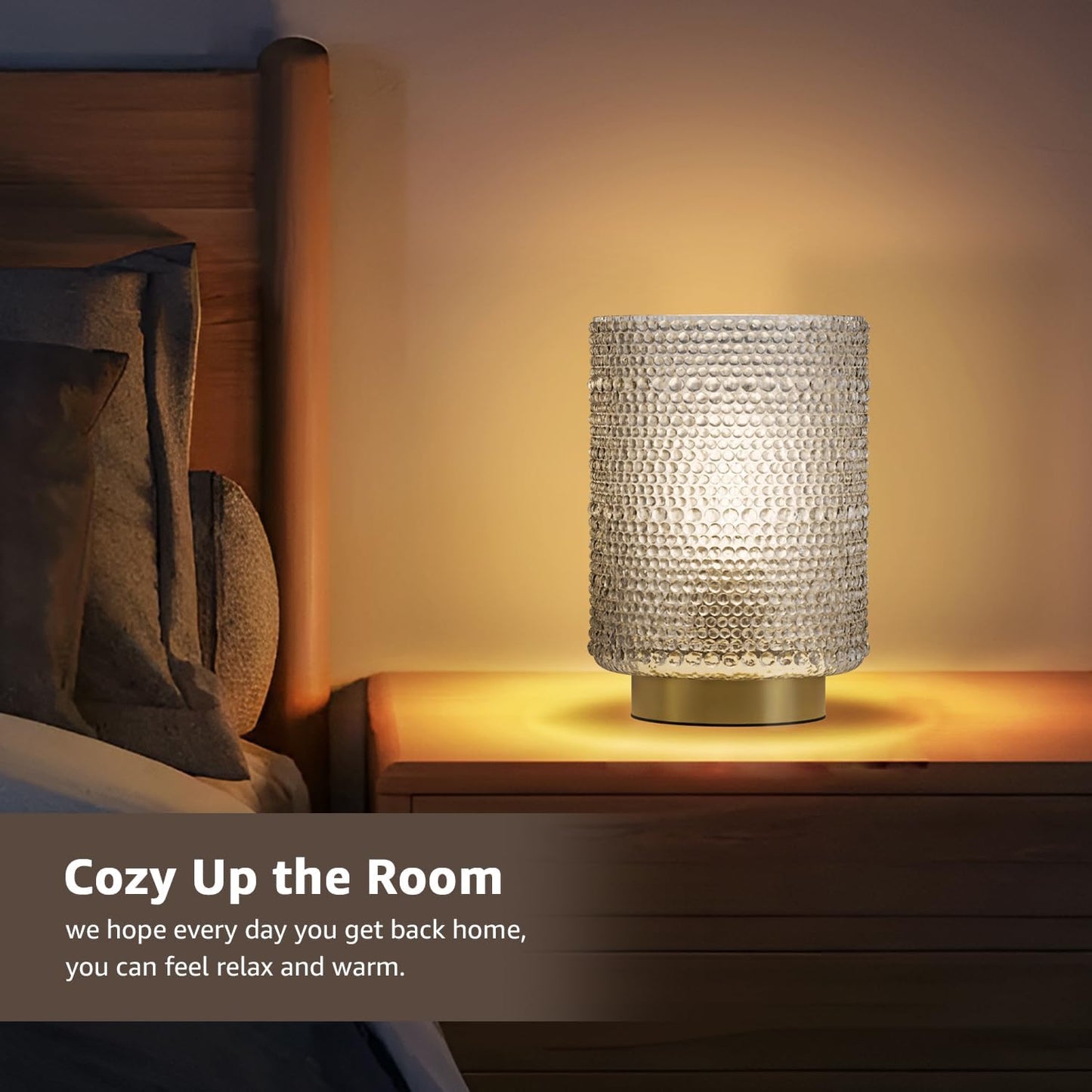 2-Pack Glass Cordless Battery Operated Table Lamps (Clear)