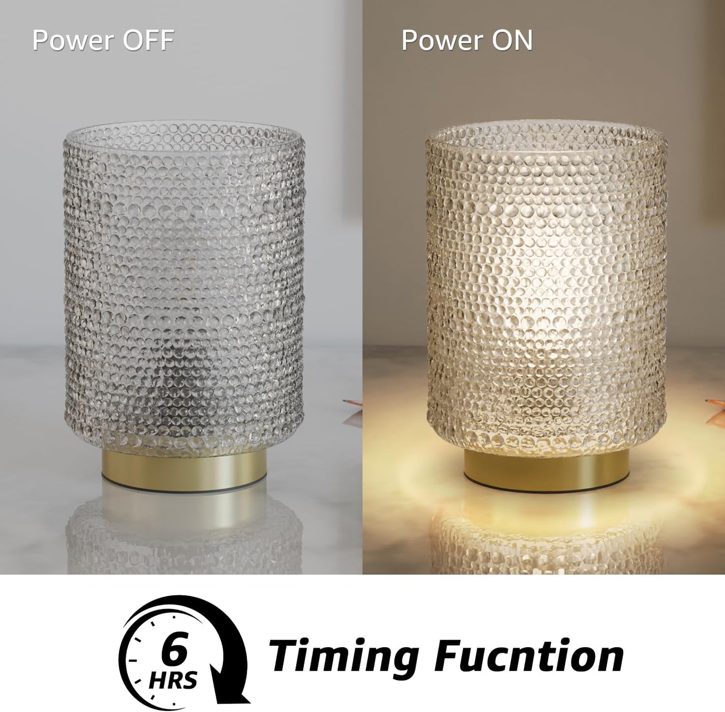 2-Pack Glass Cordless Battery Operated Table Lamps (Clear)