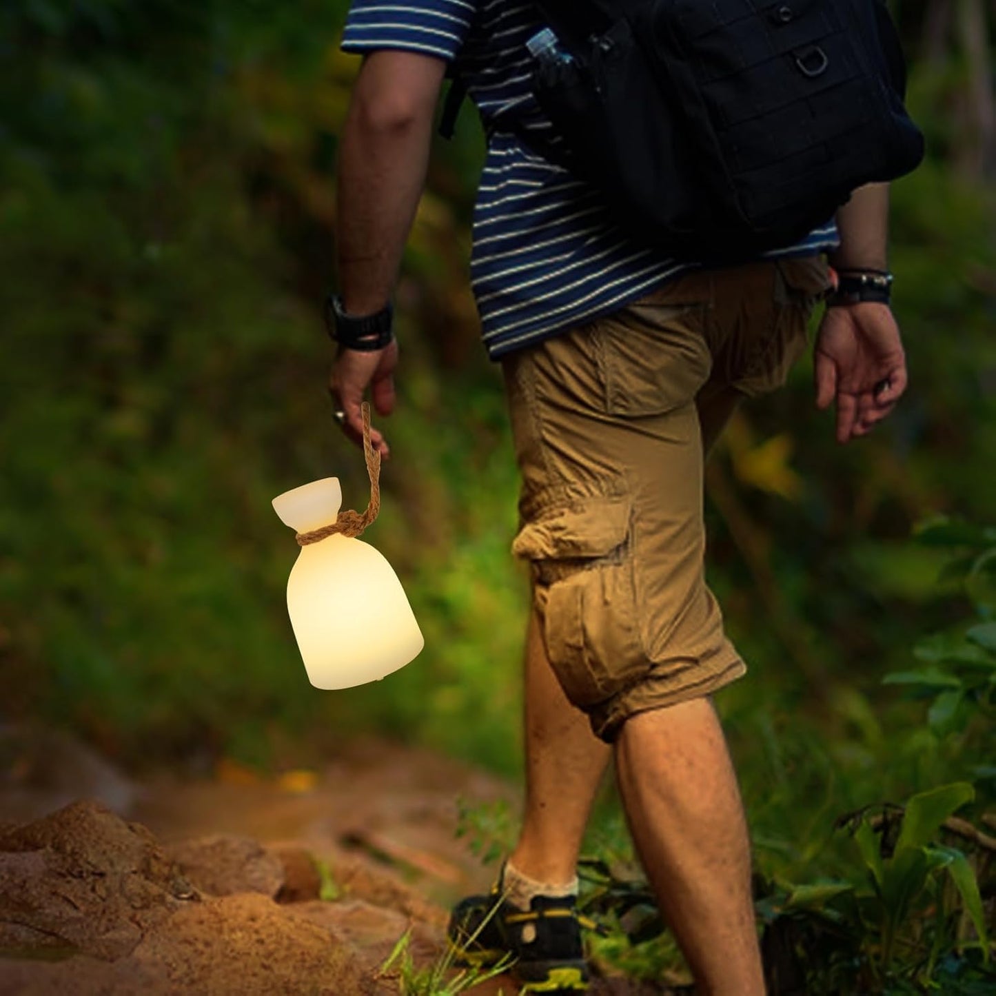 2-PACK Outdoor LED Hanging Lanterns with hemp strap