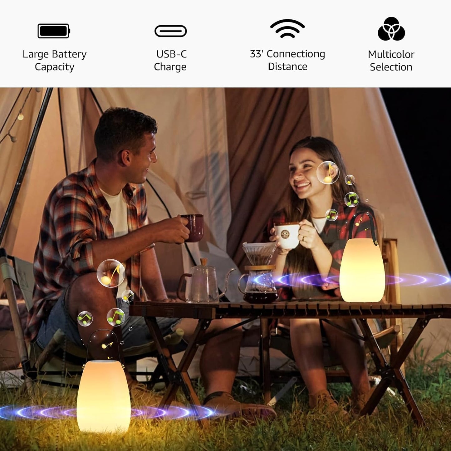 2-PACK Portable RGB LED Speakers with strap and remote control