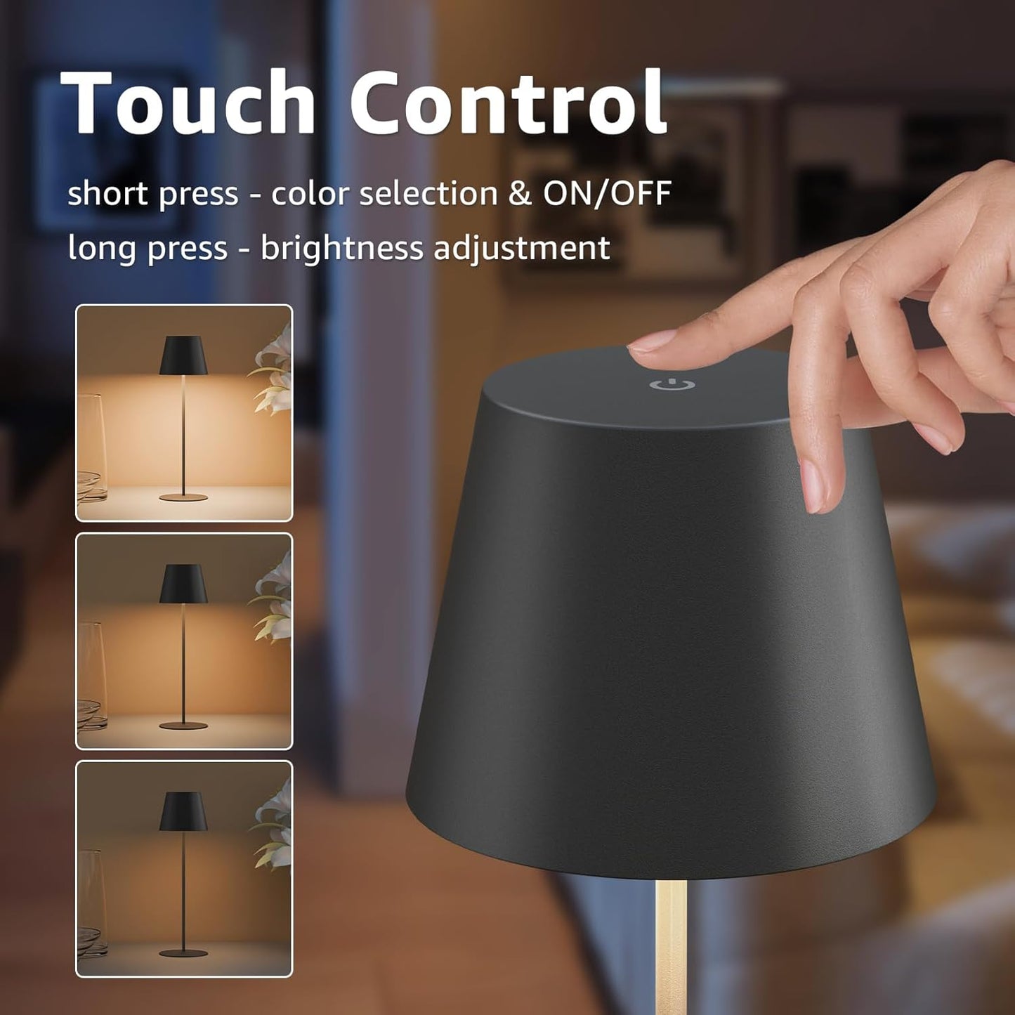 2-PACK Rechargeable Outdoor LED Touch Patio Lamps