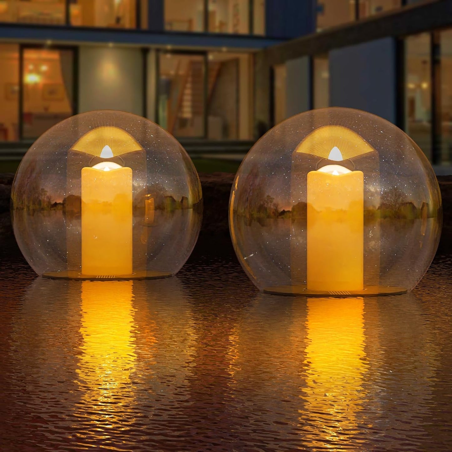 2-PACK Waterproof Solar Floating Flame Lights