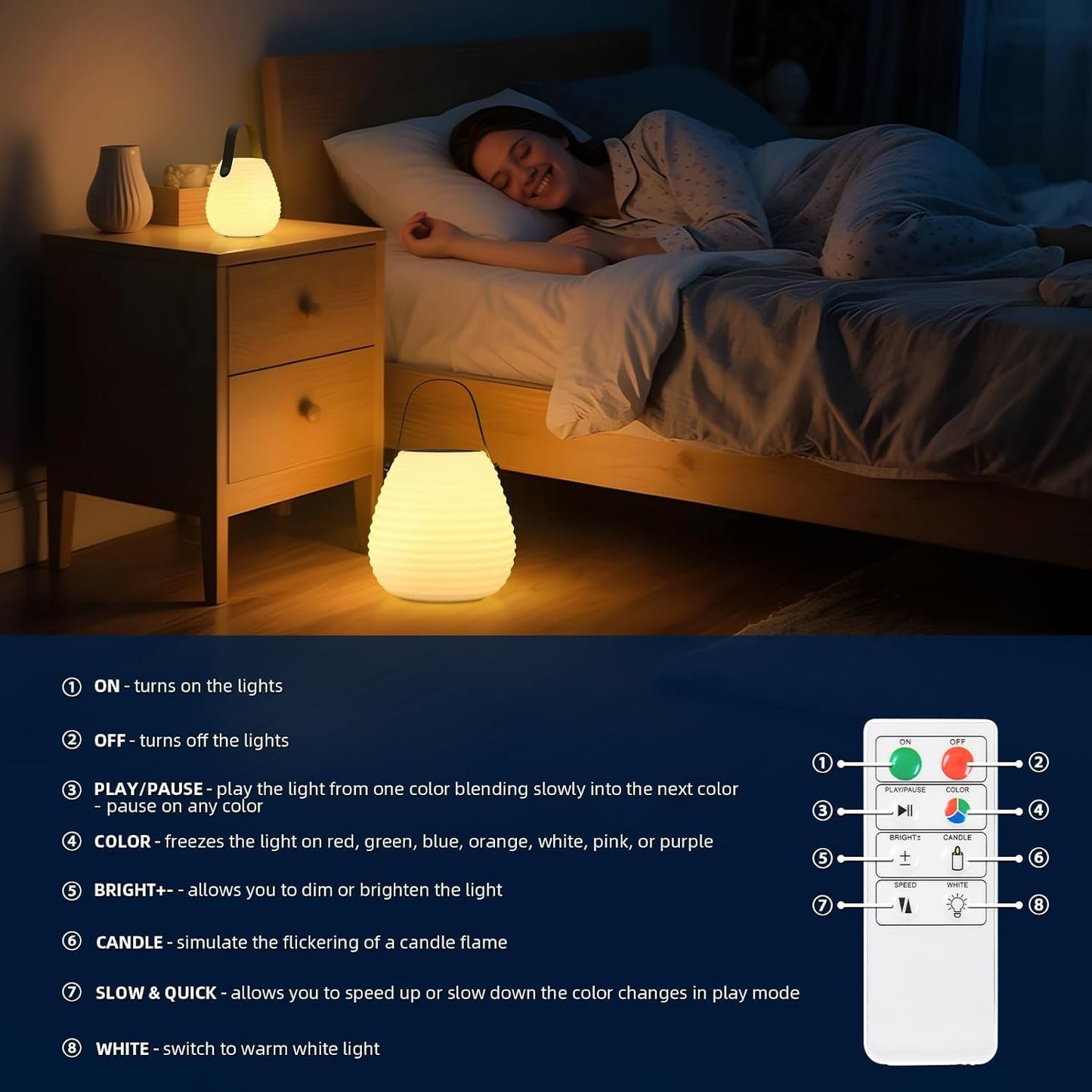 Set of 2 Outdoor Solar LED Lanterns with Remote control