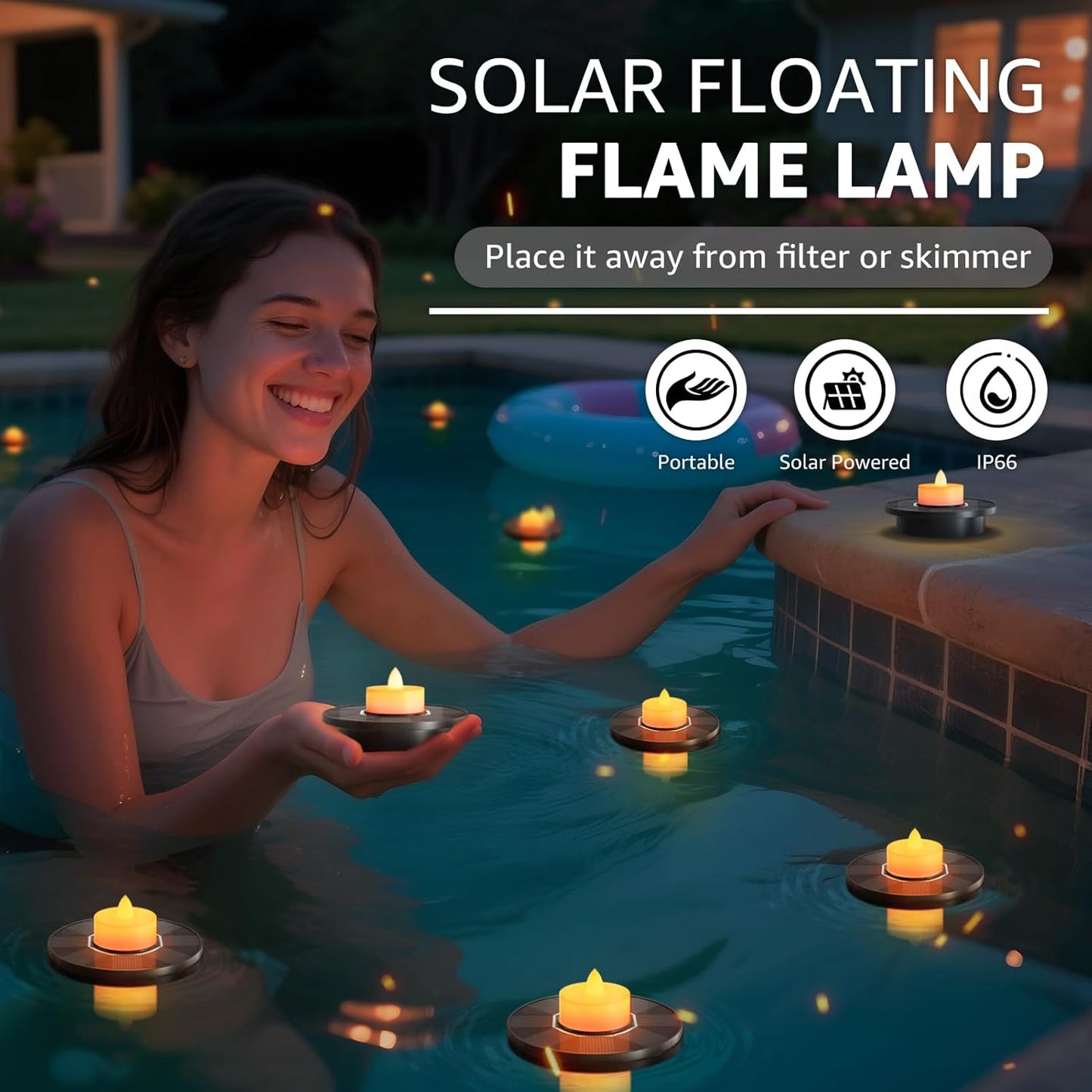 5-PACK Solar LED Floating Pool Candle Lights