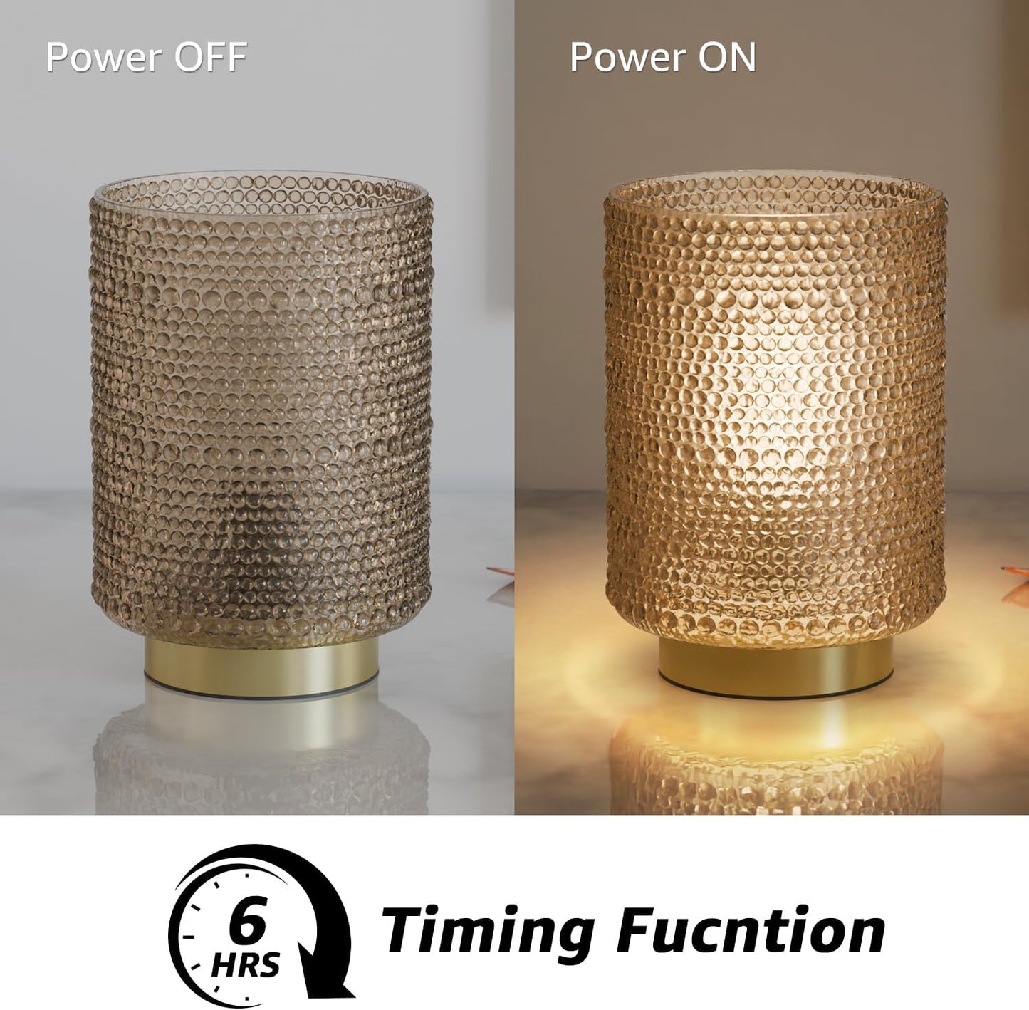 2-Pack Glass Cordless Battery Operated Table Lamps (Light Brown)