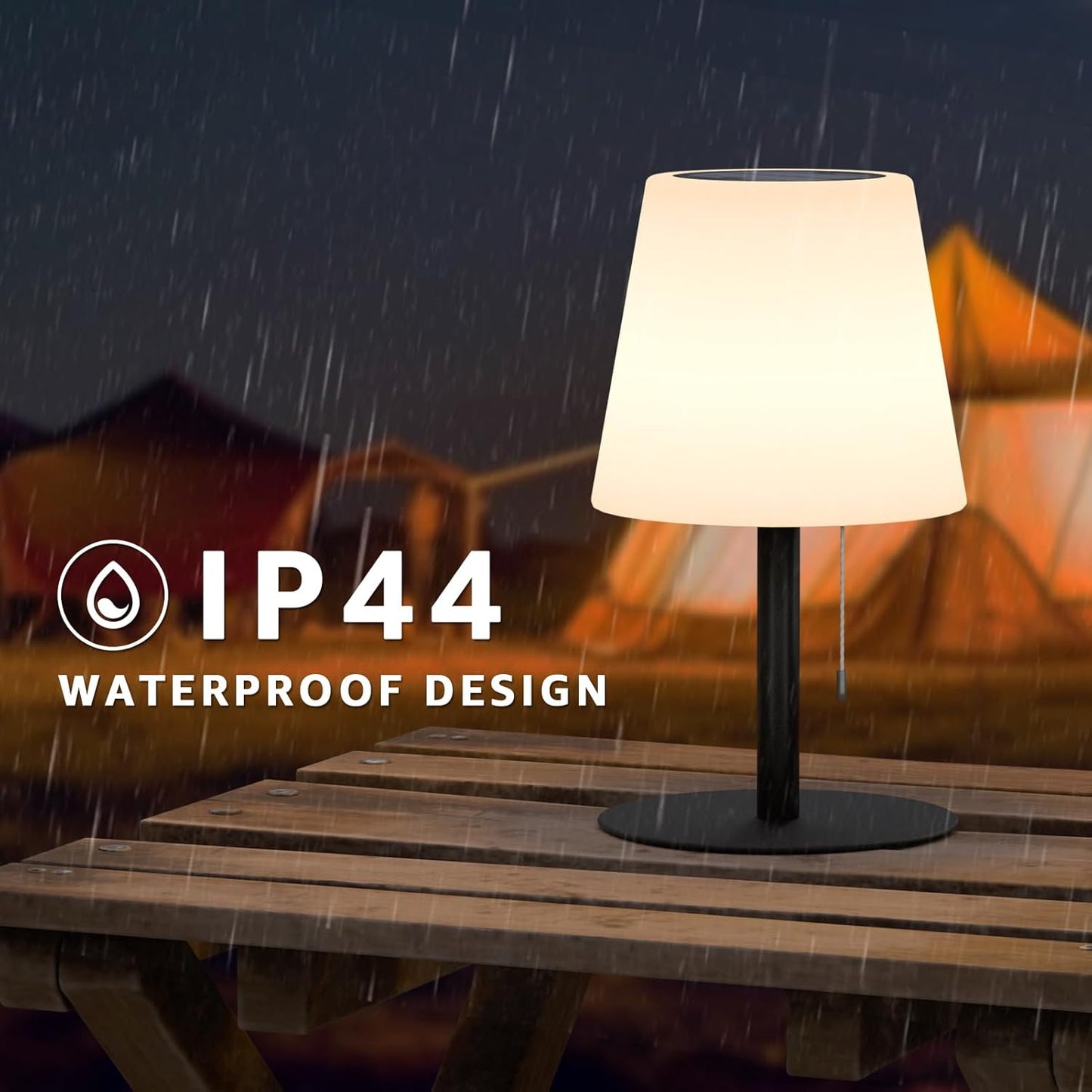 2-in-1 Outdoor Rechargeable Solar and USB Table Lamp