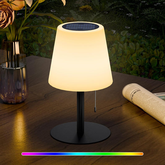 2-in-1 Outdoor Rechargeable Solar and USB Table Lamp