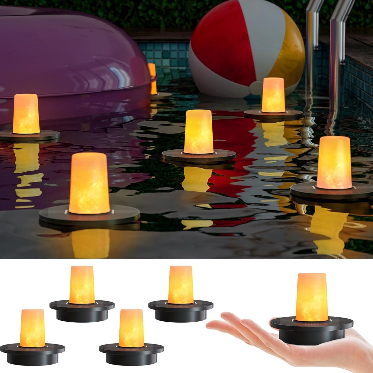 5-PACK Solar Floating Pool Lights