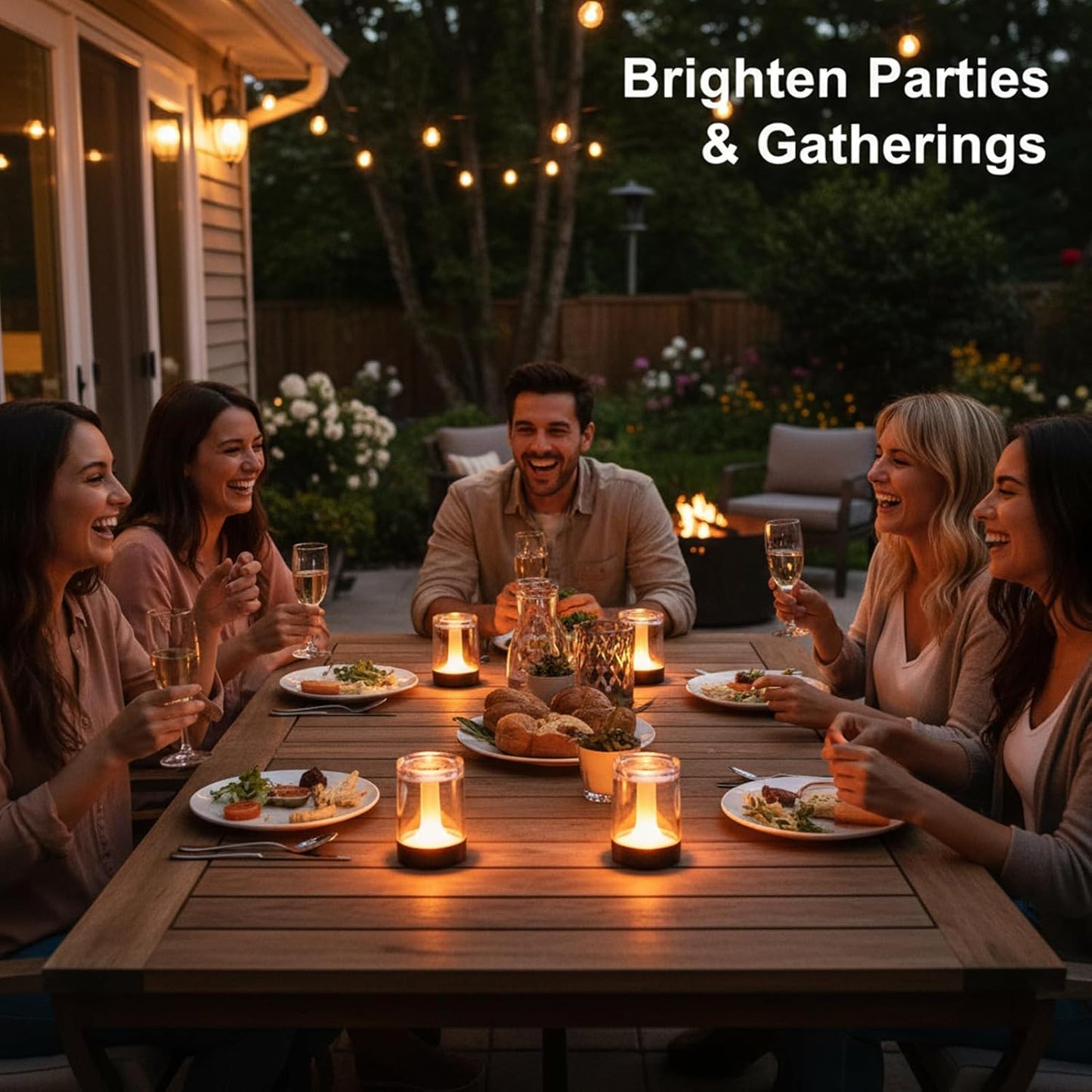 4-PACK Rechargeable Flameless Flickering Tealights with Charging Base